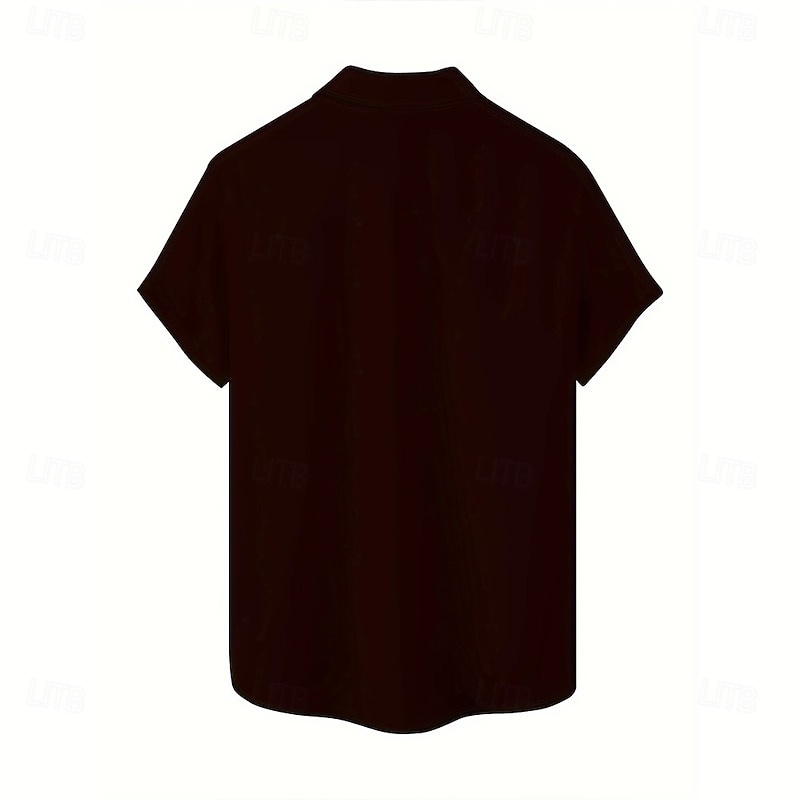 Men's Geometric Striped Color-blocking Shirt Summer Shirt Button Up Shirt Short Sleeve Fashion Casual Outdoor Vacation Dailywear Summer Spring Turndown 3D Print Collared Shirts Front One Pocket Black3