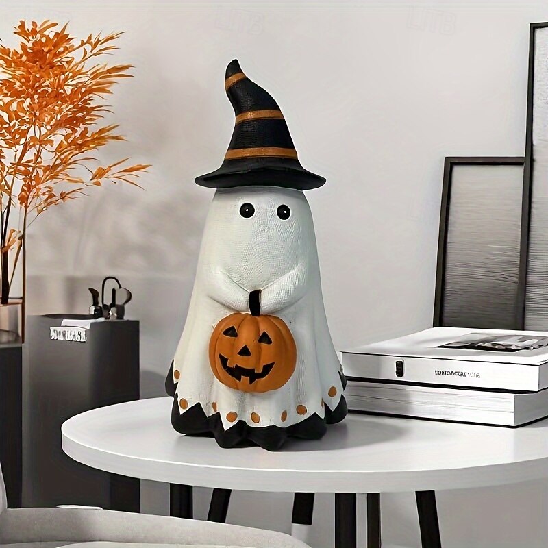 1pc Resin Halloween Pumpkin Statue Perfect For Home Decor Bedroom Living Room Kitchen Gothic Gift For Halloween Party4
