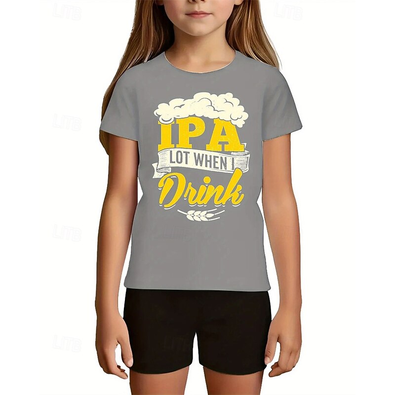 Girls' 3D Graphic T shirt Tee Short Sleeve Summer Spring Fashion Basic Kids 4-12 Years Crew Neck Outdoor Casual Daily Regular Fit4