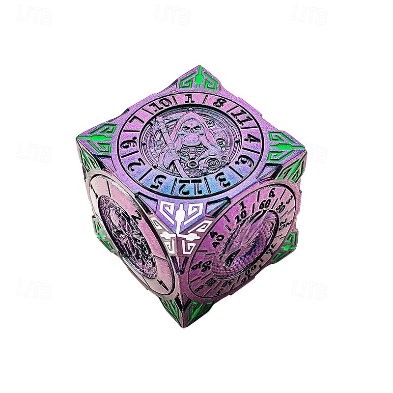 7-in-1 Rotating Metal Dice Cube, 6-Sided Polyhedral Spinner Dice Set for Tabletop Roleplaying Games, Zinc Alloy Fidget Dice for Game Masters and Players2
