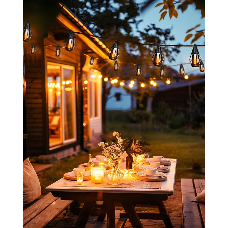 1 Pc 15 Leds Outdoor Waterproof Solar Flashing Flame Lantern String Garden Courtyard Camping Christmas Halloween Wedding Atmosphere Decoration Lighting2