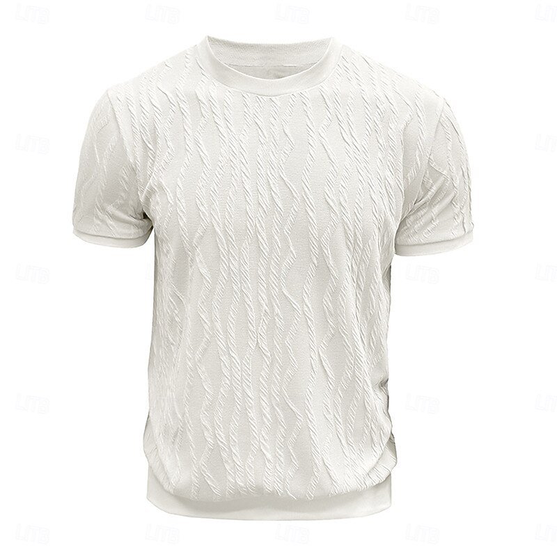 Men's T Shirt Tee Short Sleeve Shirt Tee Top Short Sleeve Crew Neck Summer All Seasons Plain Fashion Designer Basic Jacquard Minimalist Vacation Street Casual Black White Top Tee for Men3