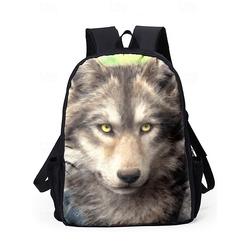 Boy's 3-Piece Wolf Print Backpack Set – Durable Lightweight School Bag with Lunch Box and Pencil Case for Students, Outdoor Adventures and Daily Commute Kayomi Harai4