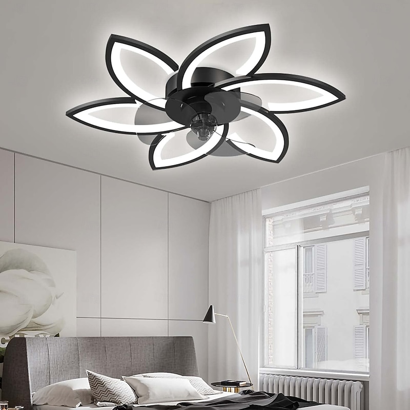Ceiling Fan with Lighting Modern LED Dimmable Fan Ceiling Light with Fan and Remote Control Timing Quiet Acrylic Flower Shape Ceiling Lamp for Bedroom Kitchen Dining Room Living Room2