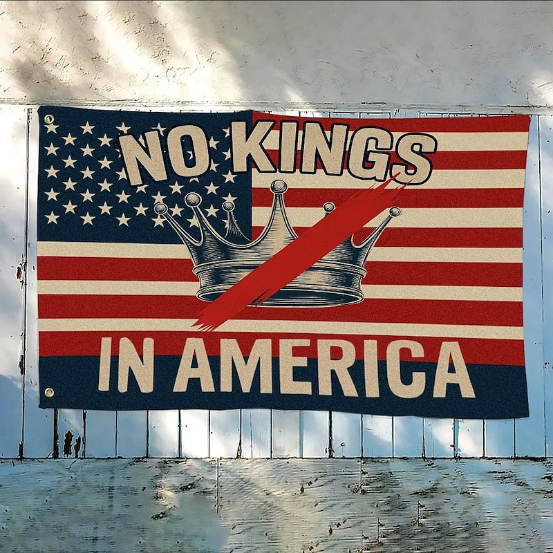 No Kings Protest Outdoor Indoor with Grommets Flag American House Yard Garden Decorations Holiday Banner Sign2