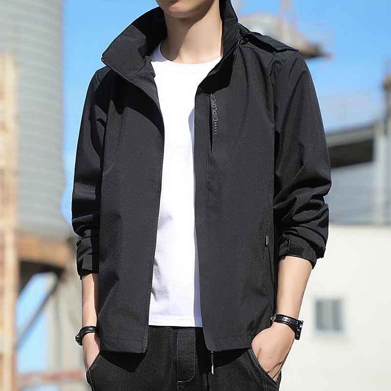 Men's Windbreaker Hiking Jacket rain coat Outdoor Waterproof Windproof Hiking Outfits Hiking Clothes Spring Autumn / Fall Top Camping / Hiking / Caving Running Black Blue Dark Blue2