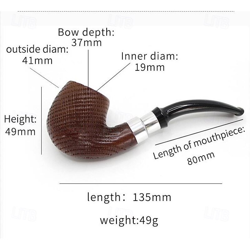 Wooden Tobacco Pipe with 9mm Filter - Elegant Handmade Pipe with Stand and Felt Bag, Classic Design for Enthusiasts and Collectors4