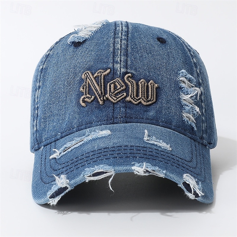Men's Baseball Cap Sun Hat Trucker Hat Black Blue Jeans Embroidered Ripped Fashion Casual Street Daily Letter Adjustable Sunscreen Breathable