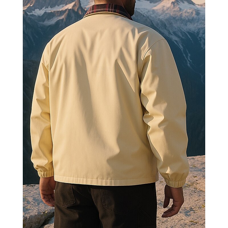 Men's Outdoor Jacket Hiking Jacket Outdoor Sun Protection Breathable Quick Dry Lightweight Hiking Outfits Hiking Clothes Spring Autumn / Fall Jacket Tennis Golf Running Solid Color Light Yellow Black2