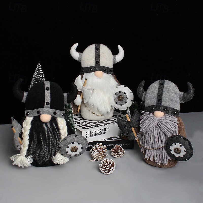 Medieval Viking Gladiator Gnome Plush Doll, Faceless Elder Warrior Stuffed Figurine, Nordic Knight Plush Decor Toy