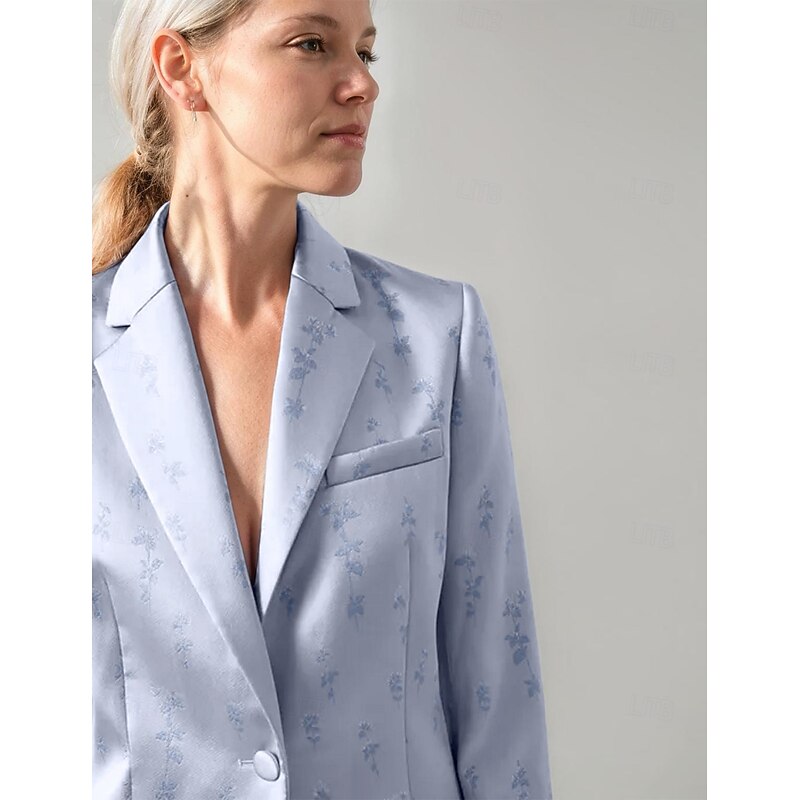 Women's Blazer Sport Coat Formal Wedding Guest Satin Elegant Long Sleeve Notched Lapels Single Breasted4