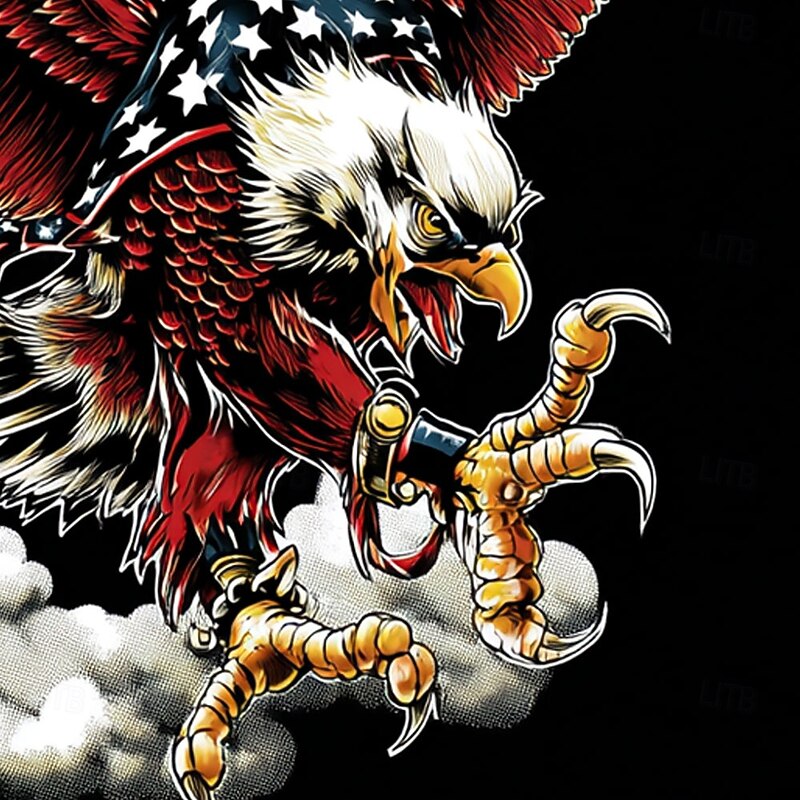 Independence Day Men's American US Flag Eagle Hoodies Sweatshirt Casual Long Sleeve Crew Neck Holiday Hunting Black Drawstring Graphic Fall Winter Designer2