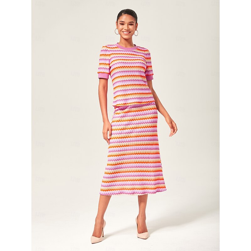 Orange Stretch Color Block Top3