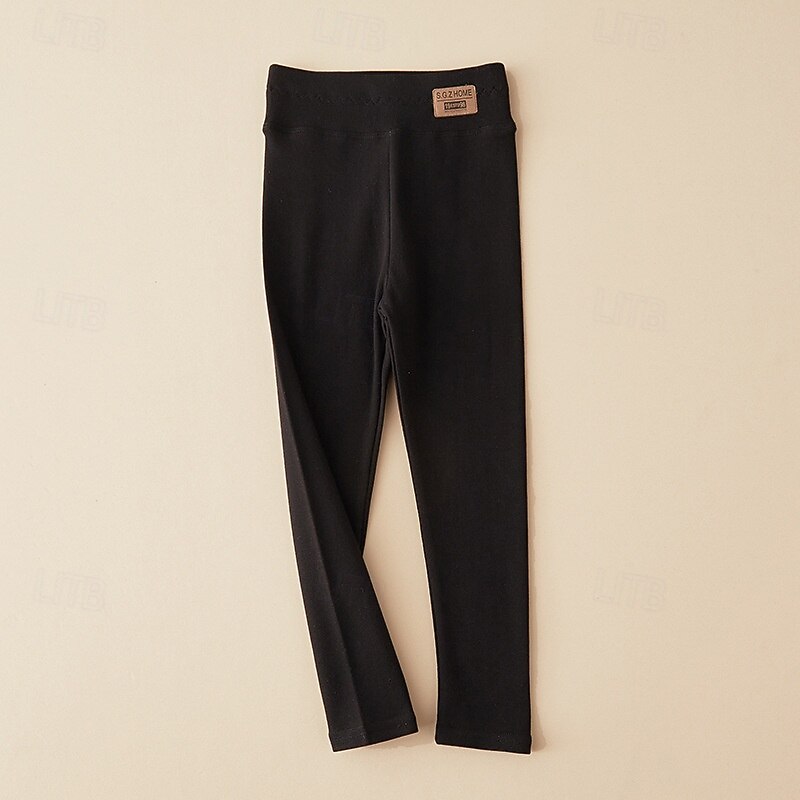 Kids Girls' Leggings Solid Color Streetwear Outdoor 4-12 Years Fall Black Pink Light Grey2