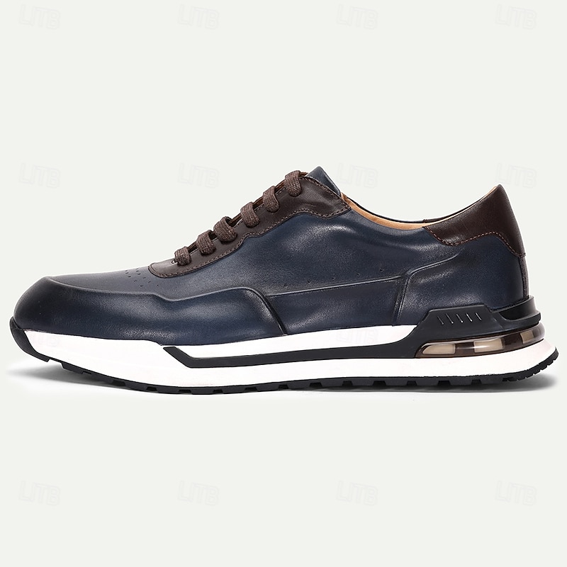 Navy Blue Sports-Inspired Sneakers for Men with Premium Cowhide Upper and Sporty Design - Perfect for Active Lifestyles Travel Casual Events and Outdoor Activities3