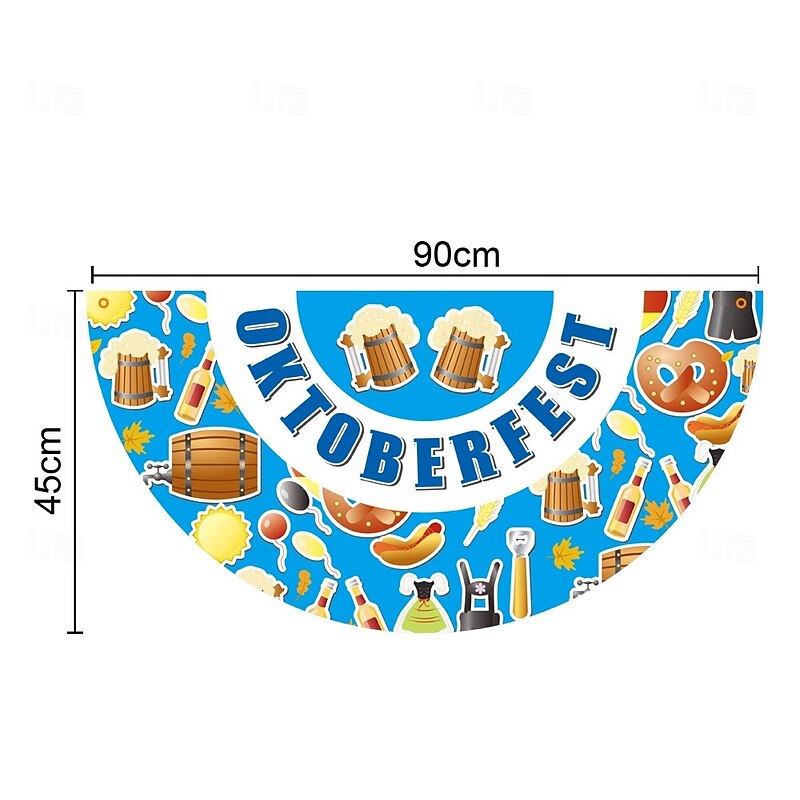 Oktoberfest German Bavarian Bunting Flag 3 x1.5 Ft Non-Pleated Fan Flag Banner Polyester Flag for Holiday Outdoor Hanging Decor4