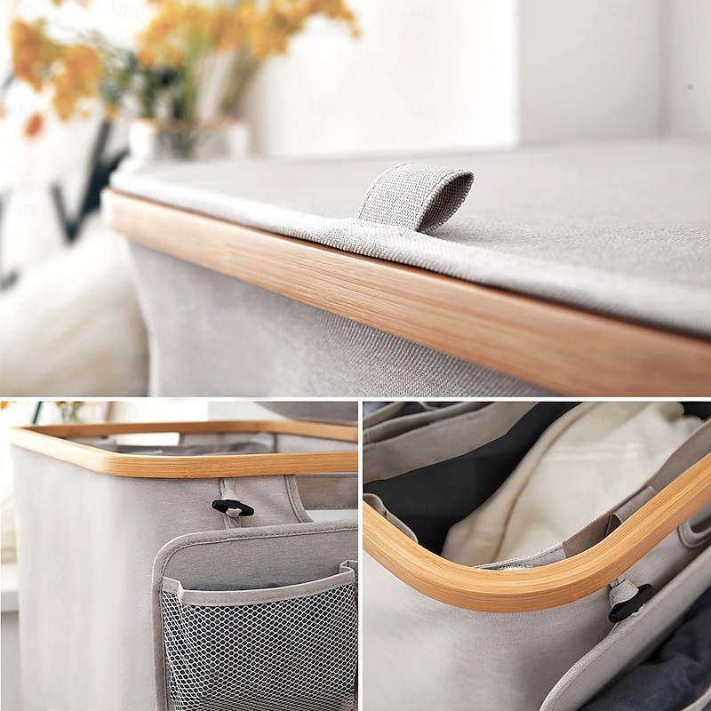 Laundry Hamper with Side Pockets and 3 Inner Bags,140L Large Foldable Recycle Bin Organizer, 600D Oxford Fabric Laundry Basket for Bathroom, Home, Beside Washing Machine2