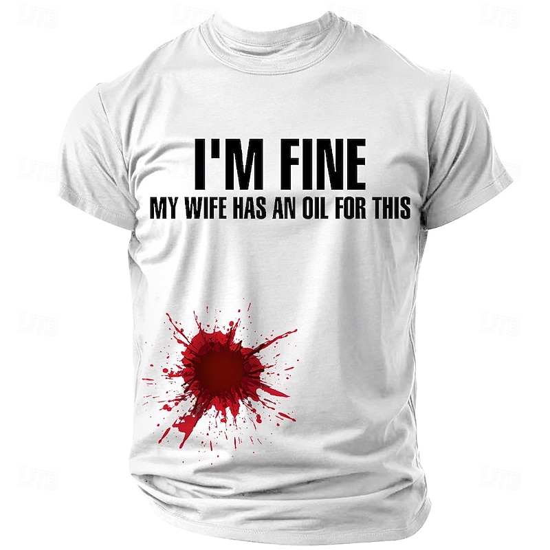 Halloween Men's Blood Splatter Blood stains T Shirt Short Sleeve T shirt 3D Print Crew Neck Shirt Fashion Daily Gothic Street Casual Daily Black White Blue Summer Spring All Seasons Clothing Apparel