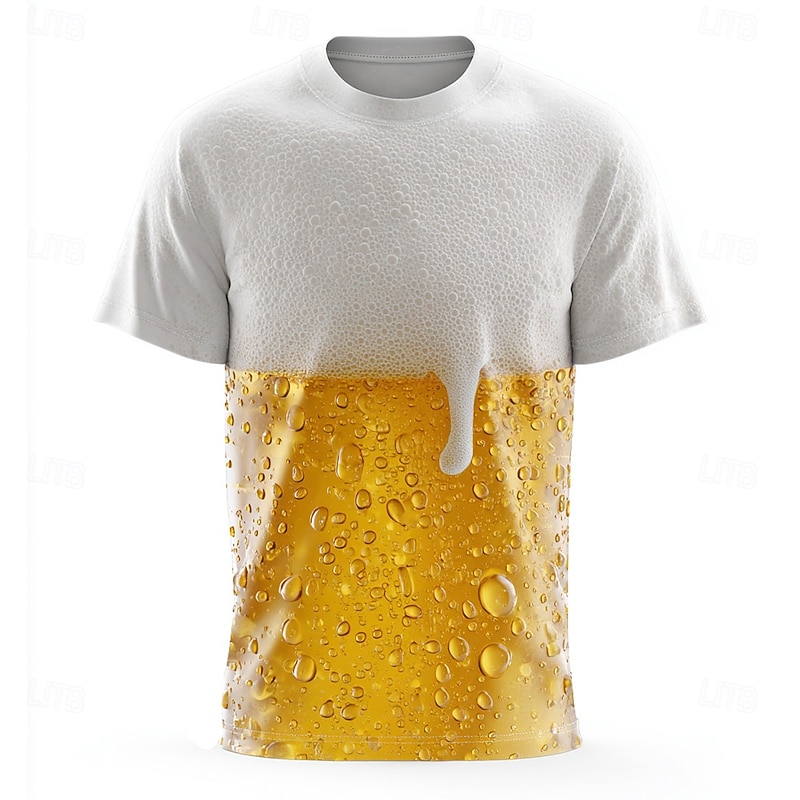 Oktoberfest Men's Beer T Shirt Short Sleeve T shirt 3D Print Crew Neck Shirt Fashion Exaggerated Daily Party Street Casual White Summer Spring Clothing Apparel S M L XL XXL XXXL 4XL