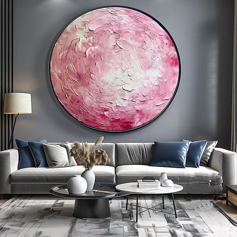 Large Luxry Artwork Hand Painted Oil Painting Pink Whie Abstract Oil Painting Light Pink Canvas Wall Art