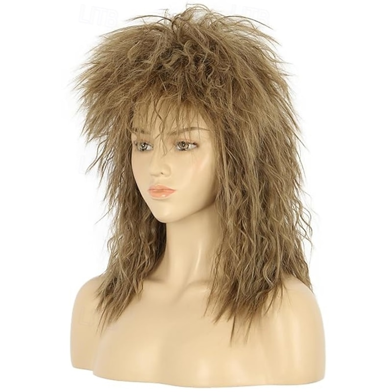 Women Shoulder Length Metal Punk Rock Disco Mullet Wig For Cosplay Party Halloween Costume2