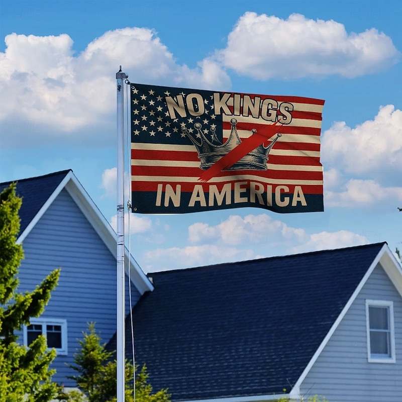 No Kings Protest Outdoor Indoor with Grommets Flag American House Yard Garden Decorations Holiday Banner Sign4
