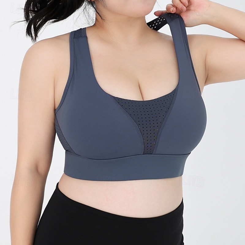 Women's Yoga Bra Sports Tank Top Pilates Bra Underwear High Supports Breathable Sweat-absorbent Wireless Mesh Solid / Plain Color Sport Activewear Black Pink Gym Pilates Zumba2