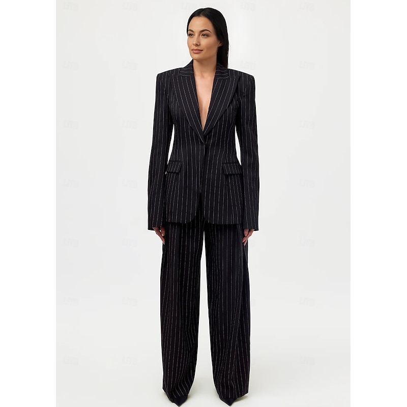 Women's 2 Pieces Suits Formal Wedding Guest Church Elegant Vintage Long Sleeve Floor Length Peak Lapel Single Breasted4