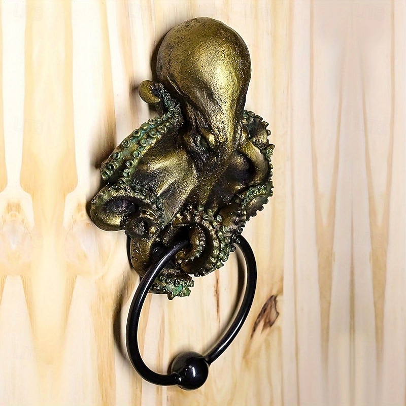 Non-Electric Resin Octopus Door Knocker - Halloween Theme Decorative Figurine for Indoor/Outdoor Use in Various Room Types4
