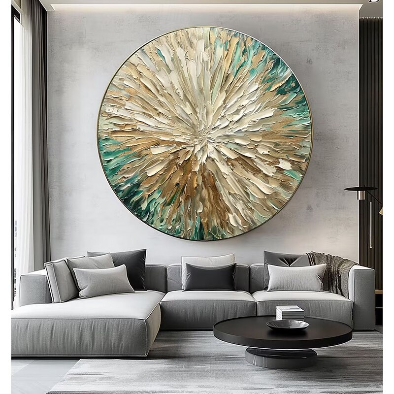 Abstract Modern Luxury Canvas Art Hand Painted Knife Oil Painting Neutral Tones with Gold Accents with insde wood frame2
