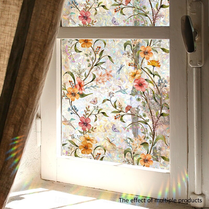 Window Privacy Film - Stained Glass Window Film Static Cling UV & Heat Blocking Rainbow Window Film for Glass Doors, Bedroom Windows - No Glue Premium Vinyl4