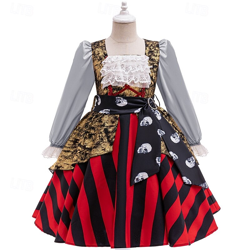 Pirates of the Caribbean Pirate Dress Hat Costume Adventure Movie Cosplay Movie Cosplay for Girls' Kid's Halloween Carnival World Book Day Performance Educational Dress Up School Event Dress Up3