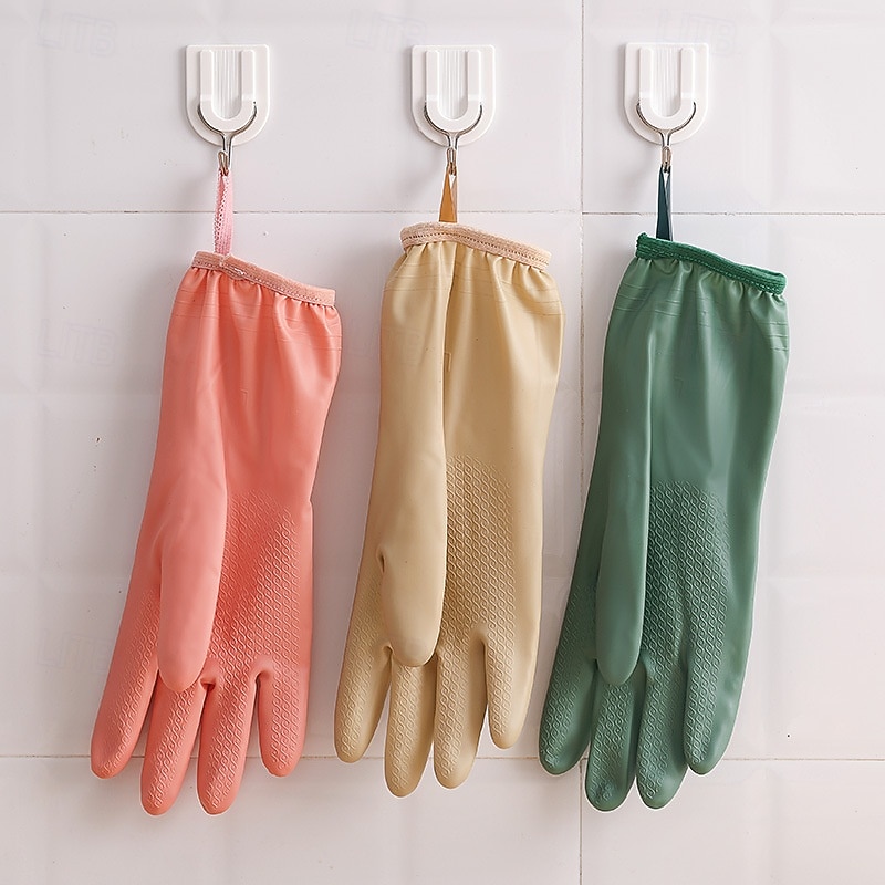 Waterproof Dishwashing Gloves for Kitchen Cleaning, Long Plush Rubber Gloves for Winter, Durable Household Chores Laundry Gloves
