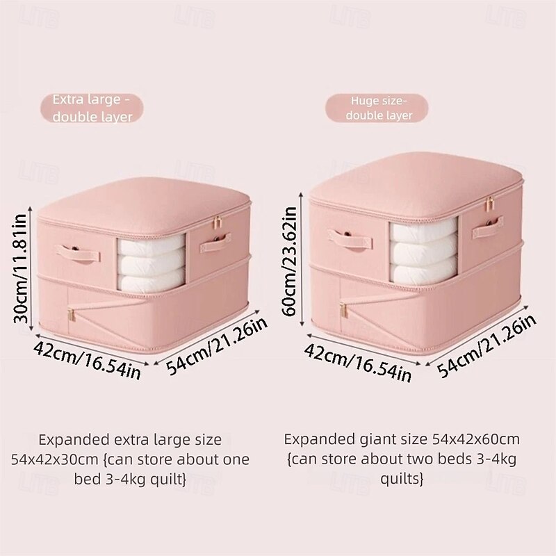 Compression Storage Bags Large Capacity Comforter Storage Bag, 2-Layer Washable Ultra Space Saving Self Compression Organizer Space Bags for Blankets, Sweaters, Sheets3