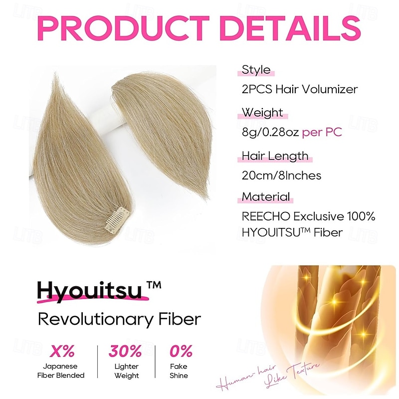 Clip in Hair Volumizer 2PCS 8 inch Short Thick Clip in Hairpieces Adding Extra Volume for Women with Thin Fine Hair - Medium Blonde4