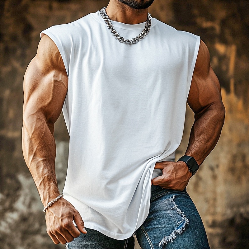 Men's Tank Top Vest Top Undershirt Sleeveless Shirt Sleeveless Crew Neck Summer Plain Fashion Designer Sporty Classic Plain Vacation Street Casual Black White Pink Top Tee for Men