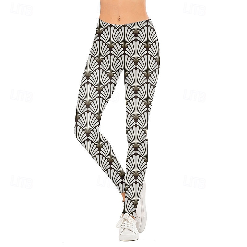 Women's Slacks Leggings Cozy Leggings Streetwear Casual Full Length Natural Flower Elastic Waist Print Comfy Outdoor Comfortable Outdoor Vacation Holiday Black Blue Khaki Dark Blue Fall Regular Fit3