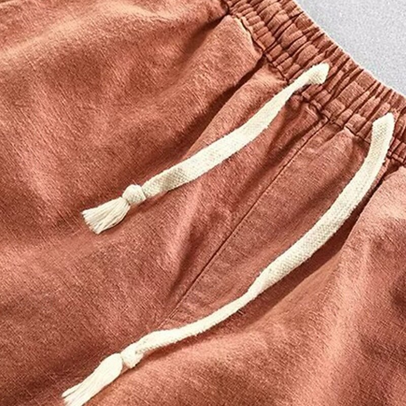 Men's Shorts Linen Shorts Summer Shorts Beach Shorts Pocket Drawstring Elastic Waist Plain Comfort Breathable Short Vacation Holiday Beach Hawaiian Boho Black Navy Blue2
