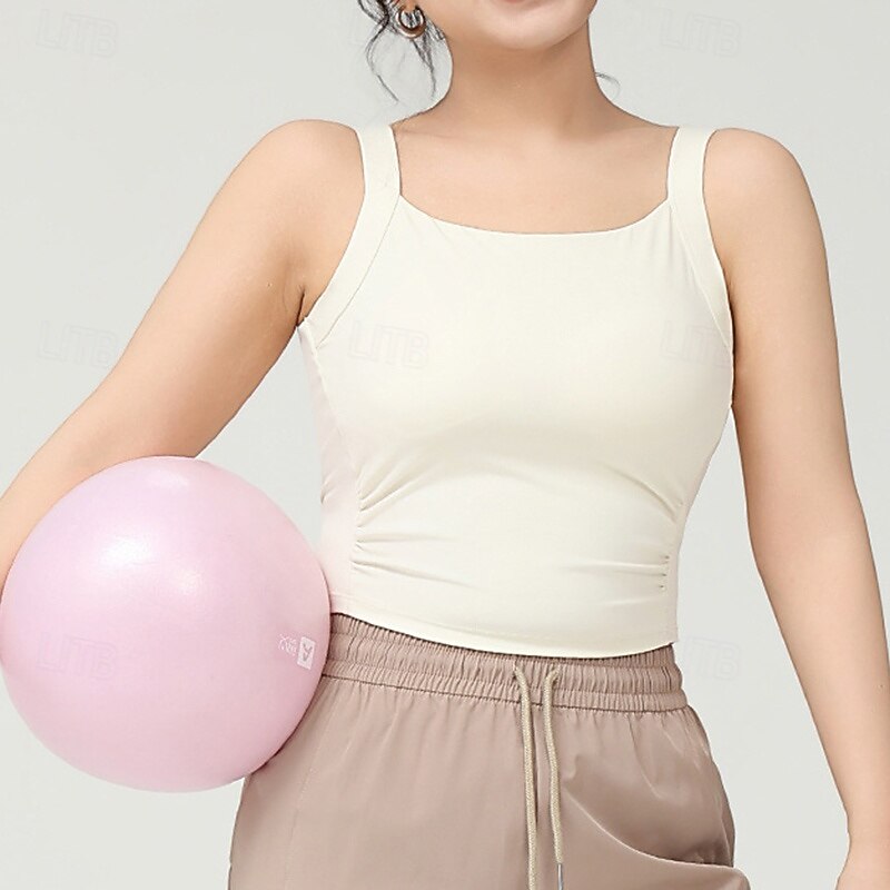 Women's Yoga Bra Sports Tank Top Pilates Bra Underwear High Impact High Supports Breathable Wireless Padded Solid / Plain Color Sport Activewear Black White Gym Pilates Running