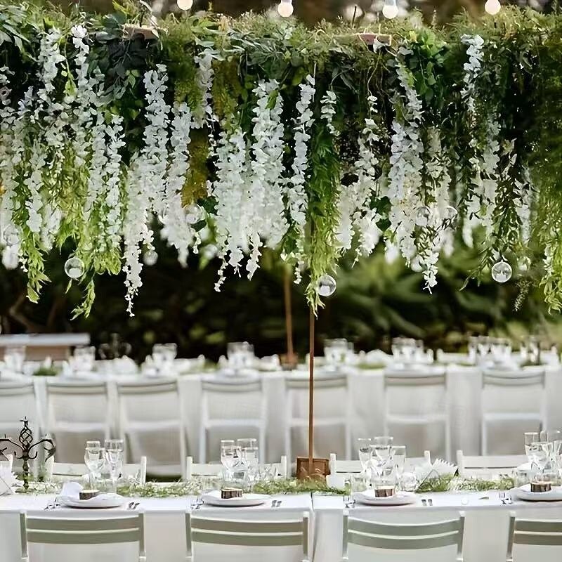 36 Pack Artificial Wisteria Flower Garland, White Hanging Faux Vine for Wedding, Party, Holiday Decorations and Home Garden Wall Decor, Maintenance-Free2