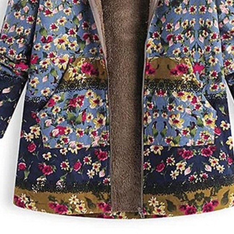 Women's Fleece Jacket Coat Hoodie Jacket Warm Comfortable Zipper Pocket Fashion Modern Casual Floral Going out Weekend Zipper Regular Hooded Regular Fit Long Sleeve Outerwear Blue Green Winter3