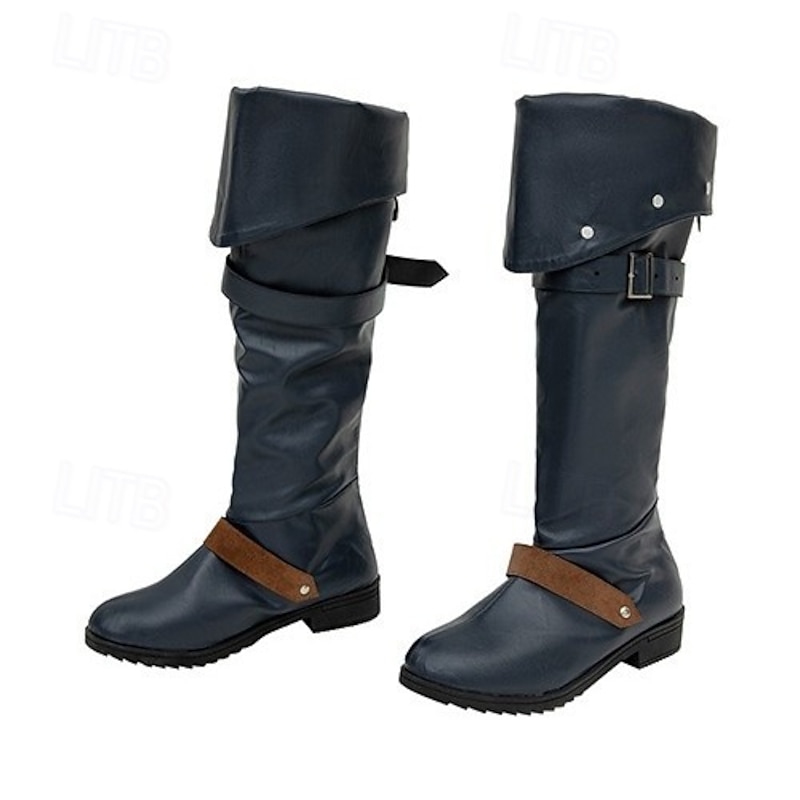 Medieval Renaissance Shoes Knee High Boots Flat Jazz Boots Pirate Viking Crusader Fancy Dress Women's Celtic Pirate Halloween Masquerade Party & Evening LARP Ren Faire Adults Shoes All Seasons2