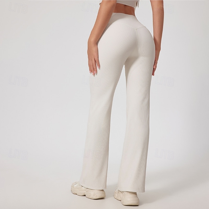 Women's pilates leggings fitness pants sport pants Flared Pilates Running Fitness Pants Solid Color Black White Pink Fall Winter Sports Activewear Micro-elastic4