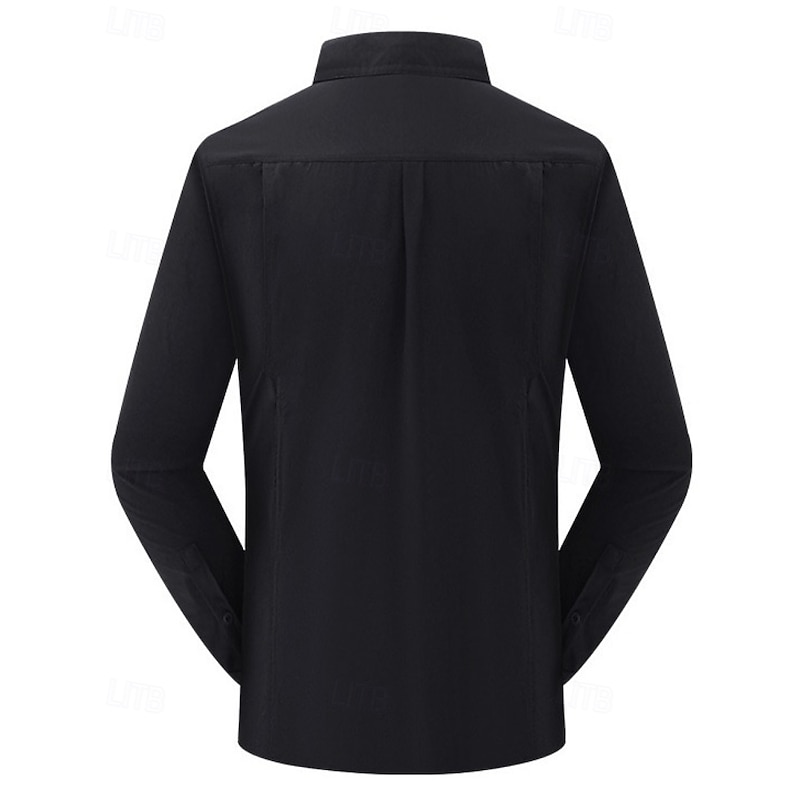 Men's Hiking Shirt Hiking top cargo shirt Long Sleeve Turndown Top Outdoor Waterproof Windproof Lightweight Polyester Black Army Green Khaki Running Camping / Hiking / Caving4