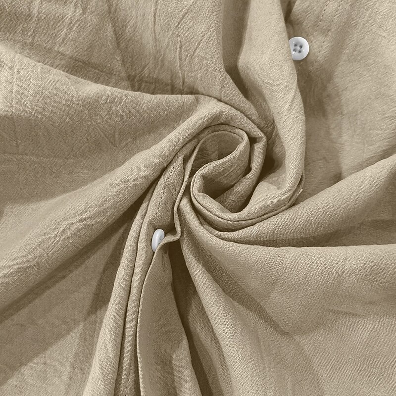 Men's Shirt Linen Shirt Summer Shirt Beach Wear Button Up Shirt Plain Vacation Casual Black White Blue Khaki Long Sleeve Collar Spring & Summer Clothing Apparel2