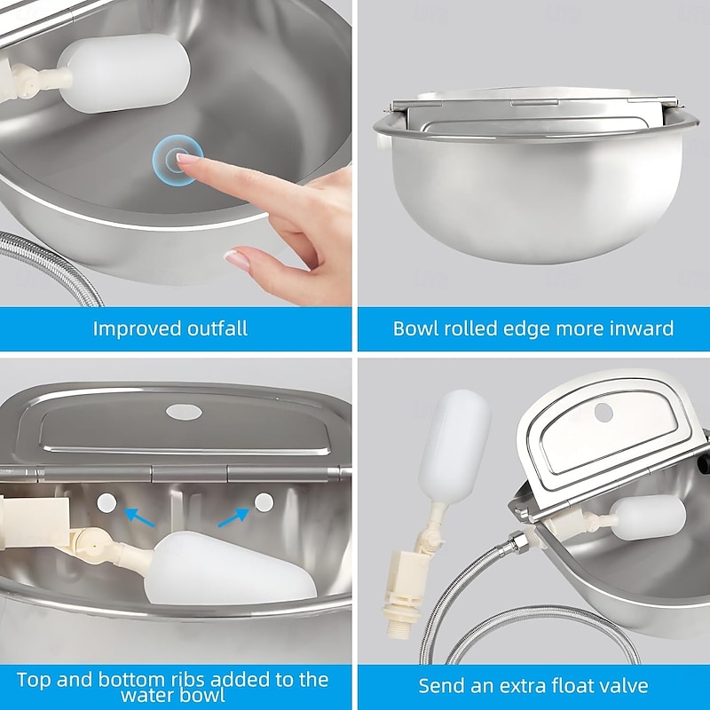 Automatic Pet Water Fountain - 304 Stainless Steel, Large Capacity Dispenser for Dogs, Outdoor Trough for Livestock, Chicken, Cow, Horse4