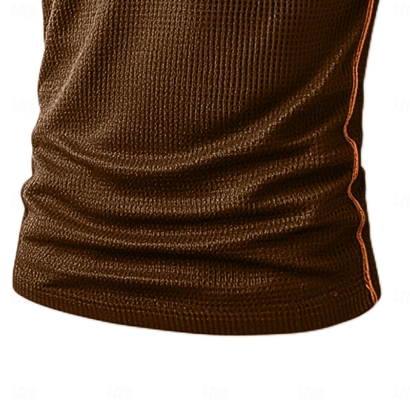 Men's Waffle Henley Shirt Tee Short Sleeve Solid Color Plain Fashion Designer Comfortable Color Block Buttons Henley Outdoor Casual Daily Summer All Seasons Black Navy Blue Brown Henley T-Shirt3