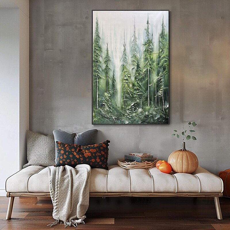 Mintura Handmade Abstract Tree Landscpe Oil Paintings On Canvas Modern Wall Art Room Decoration Textured Forest Picture For Home Decor Rolled Frameless Unstretched Painting2