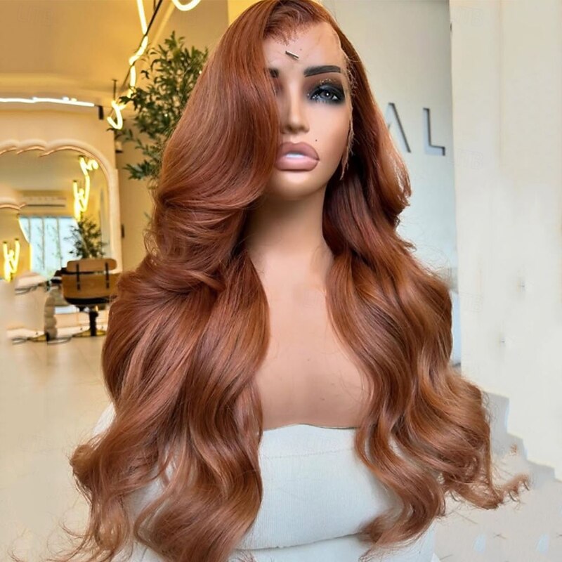 100% Unprocessed Virgin Hair 5x5 Closure Wigs Light Brown Colored  13x4 Lace Front Wig Free Part Brazilian Hair Wavy Human Hair Wig Glueless Pre-Plucked For Women4