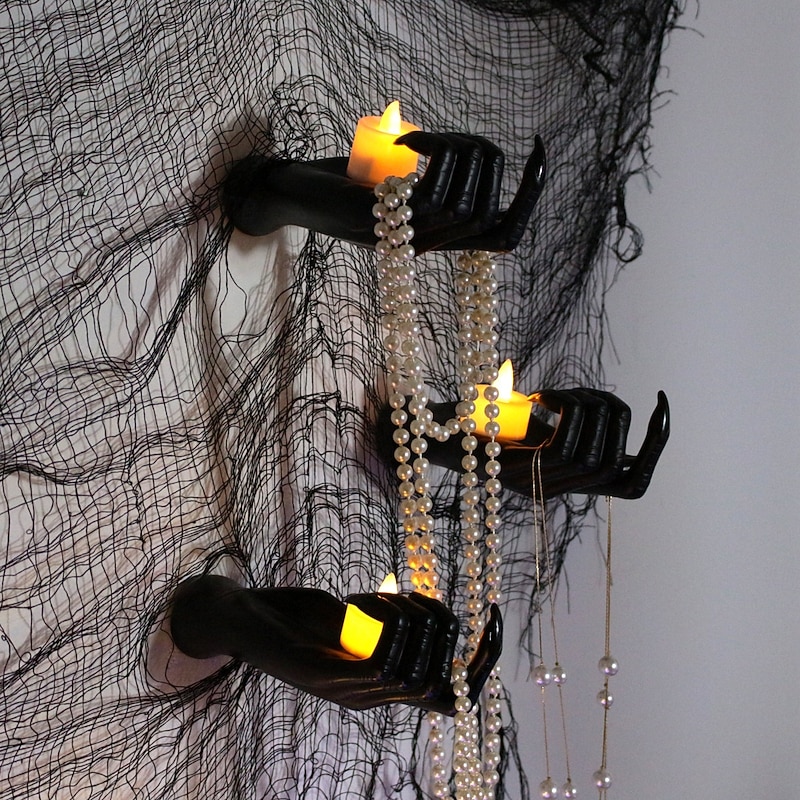 1pc Halloween Ghost Hand Holder Stand, Haunted House Horror Prop, Escape Room Witch Claw Skeleton Hand Decoration3